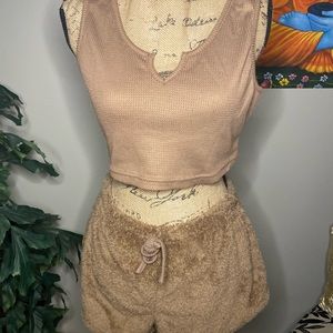 Brown tank and short set